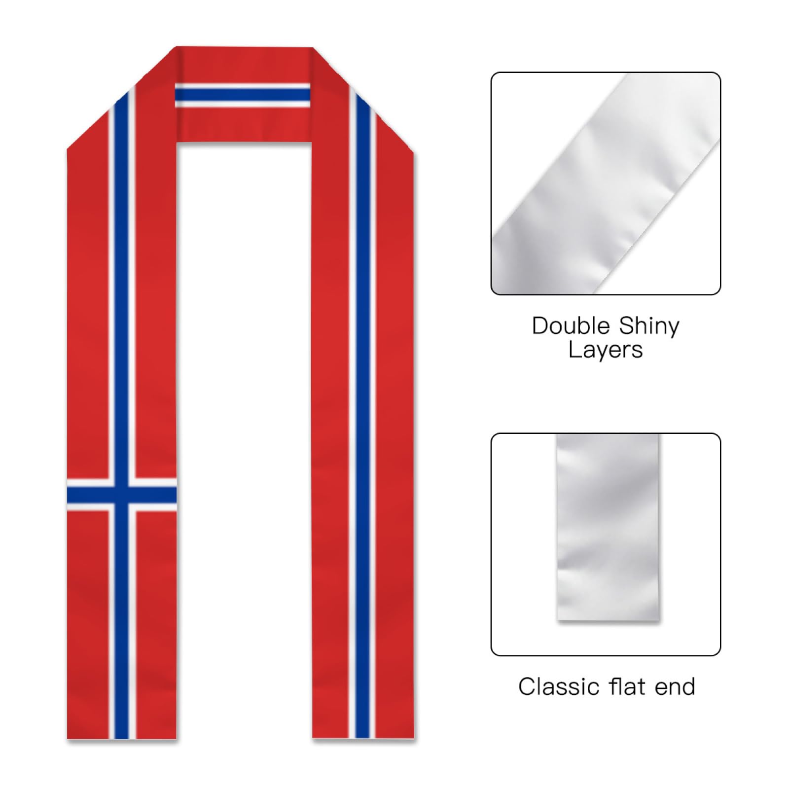 Vintage Norway Norwegians Flag Graduation Stole Sash Shawl for Men Women Thickened Scarf Flattenedfor International Students Teachers Study Aboard Graduate Gift 72 inches Unisex