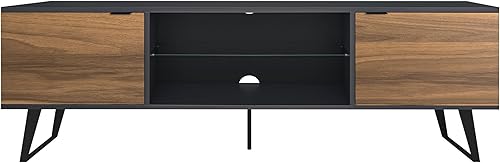 Miniatura 4 de Atelier Mobili - Soporte de TV moderno de mediados de siglo para TV de 75 pulgadas, soporte de TV de nogal para sala de estar, consola multimedia,