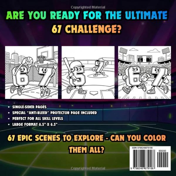 6 7 Coloring Book: 67 Trendy Designs: Aesthetic Patterns and Unique Sports Graphics for Fans of the Six Seven Viral Trend image 3