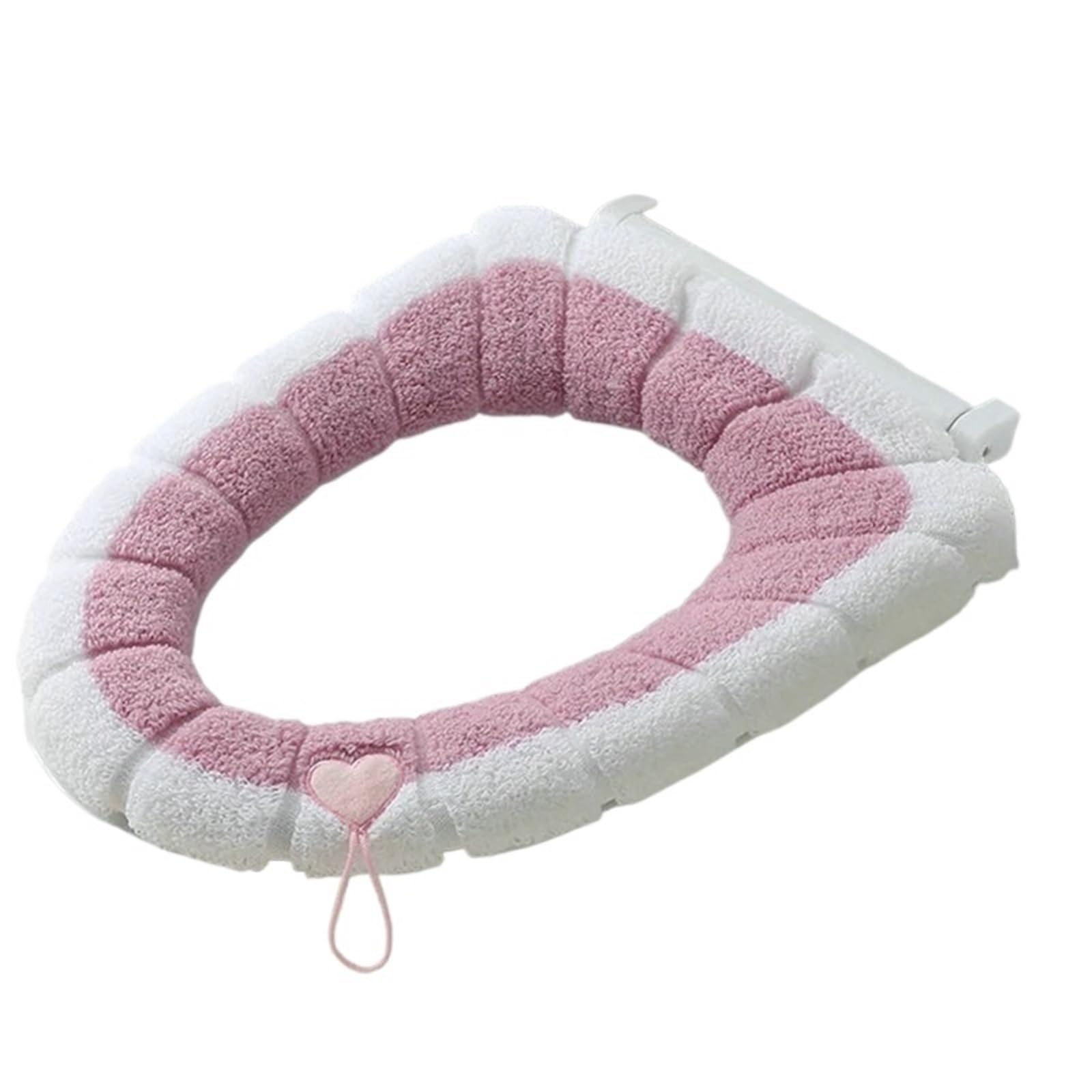 PADGCNOR Soft Toilet Seat Cushion Universal Toilet Seat Cover Mat Home Bath Winter Warm Lid Cushion Soft Washable Closestool Bathroom Accessories(Pink)