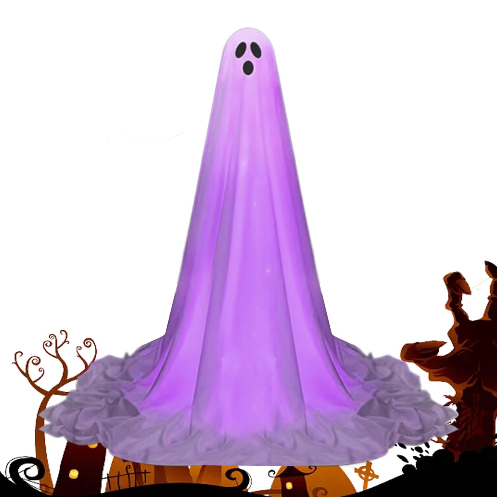 Décoration fantôme Halloween lumineuse et effrayante à hauteur réglable pour jardin extérieur