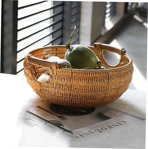 Miniatura 2 de Alipis Bandeja de plástico para frutas, cesta de frutas tejida, cesta de pan de mimbre, cesta de almacenamiento de ratán, bandeja de plástico,