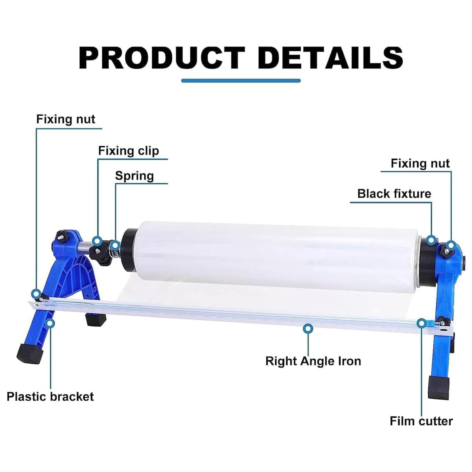 Dozownik folii stretch – ręczna owijka palet z przezroczystą folią stretch o szerokości 50 cm do paczki, kartonu, pudełka, bagażu, magazynu