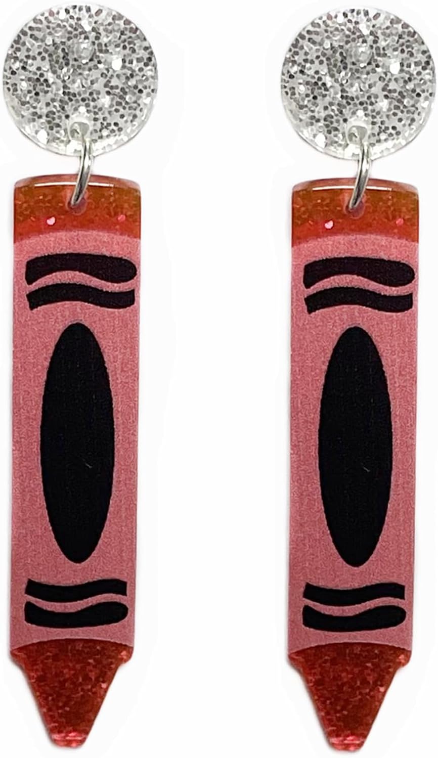 Handmade Acrylic Teach ABC 123 Letter Earrings Colorful Resin Crayon Pencil Shape Dangle Drop Earrings for Women Teachers Appreciation Day Gifts Graduation Back to School Jewelry