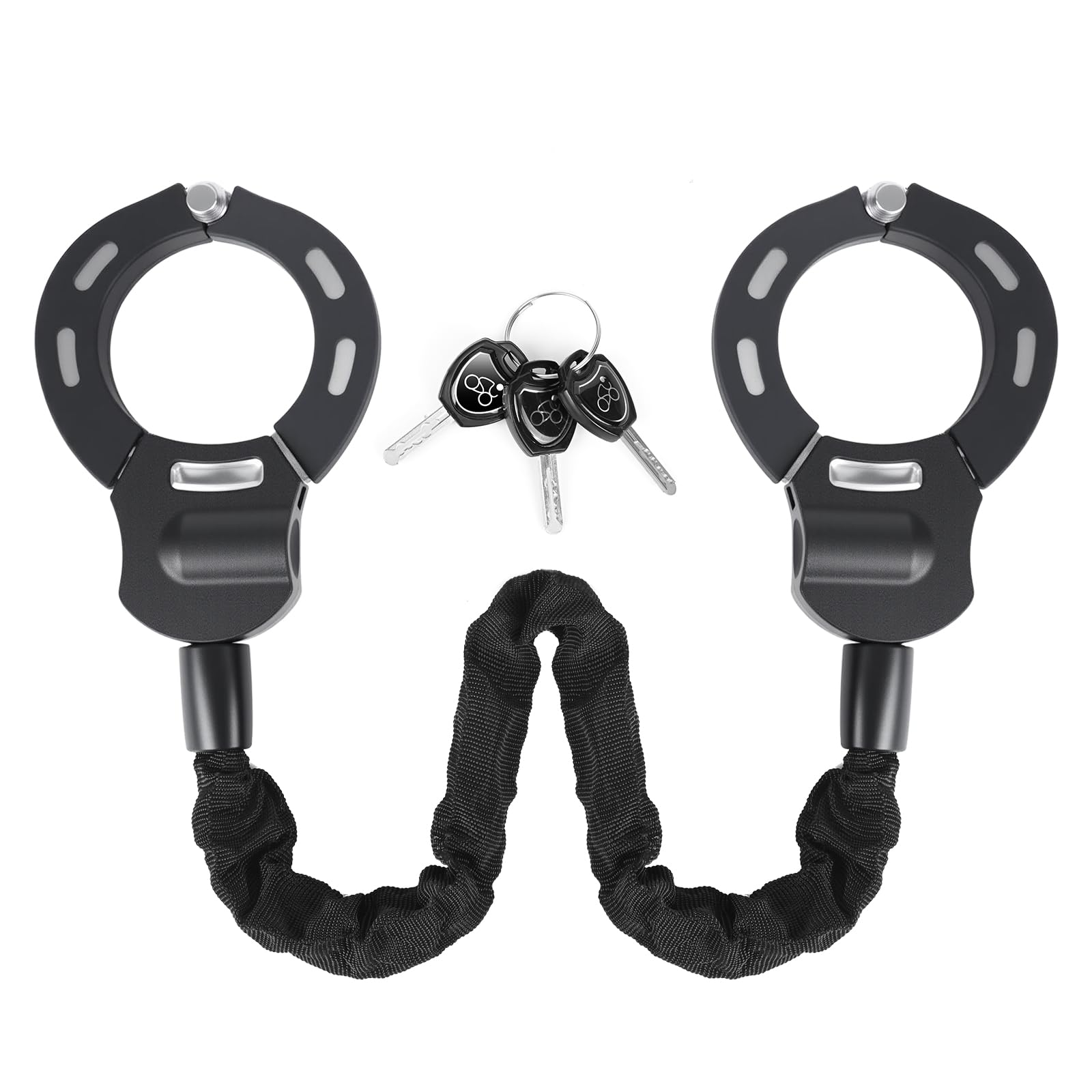 Candado de Bicicleta Antirrobo con Llave, Candado de Cadena Grueso de 10mm para Scooters/Patinetes Eléctricos/Bicicletas/Motocicletas, Cabezal Giratorio 360°, Resistente al Agua y Corte