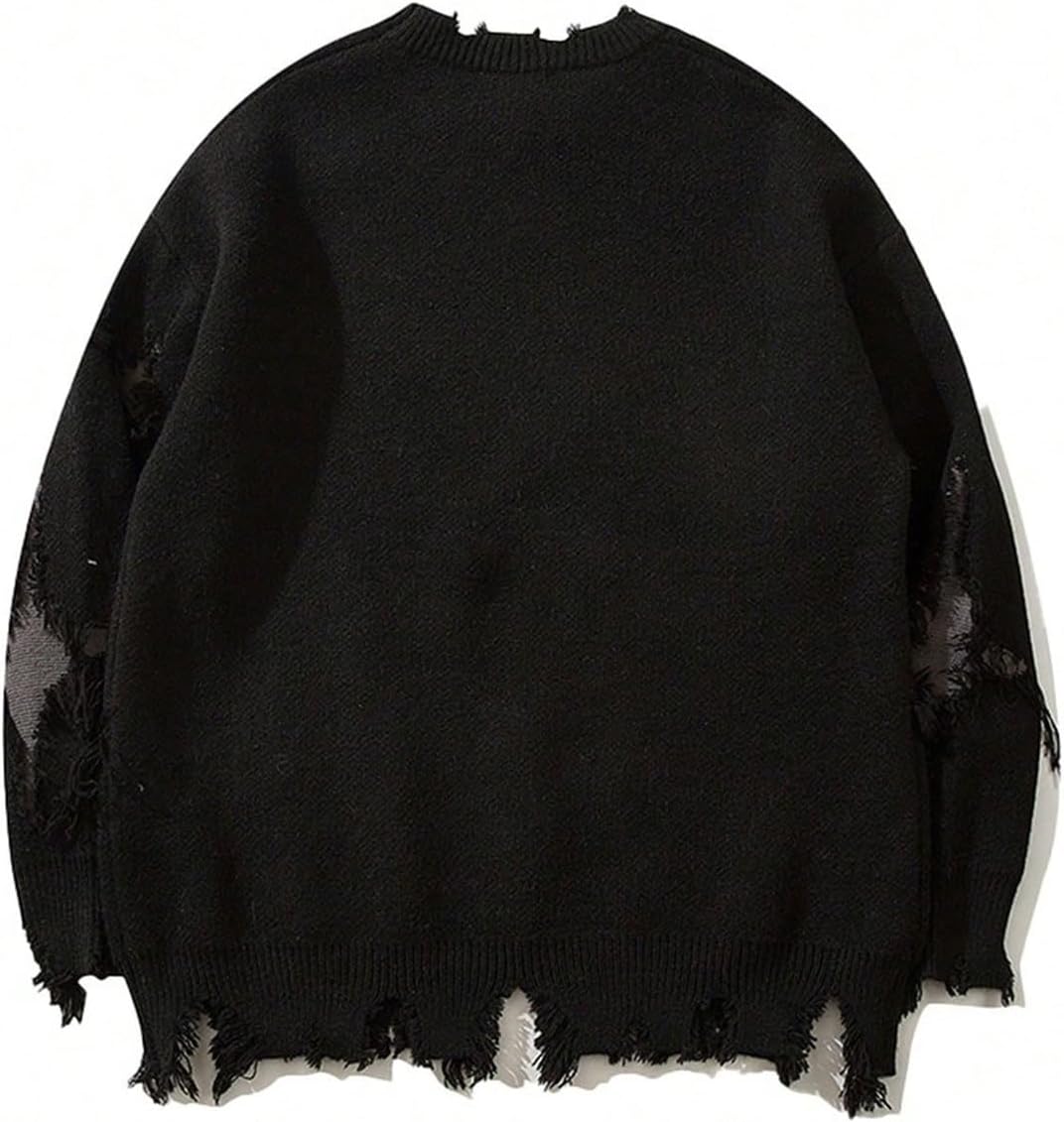 SHENHE Men's Sweater Skull Graphic Gothic Distressed Crewneck Long Sleeve Knit Tops Fall Clothes - Image 3