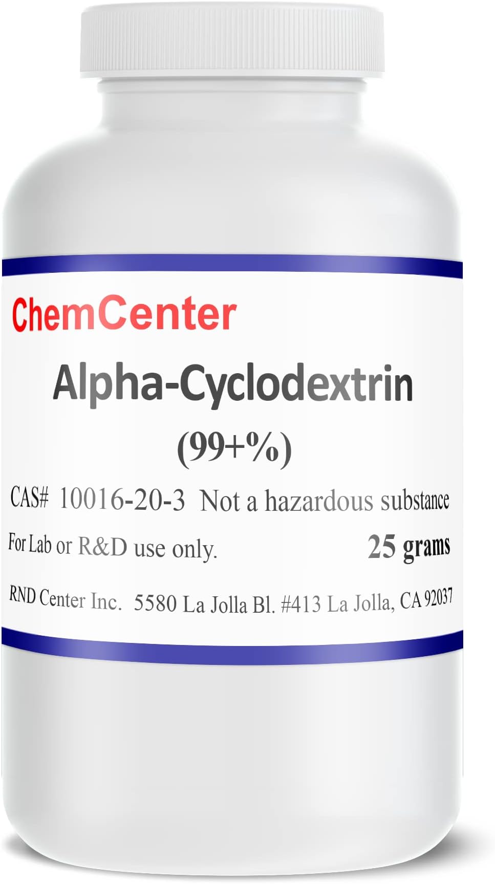 Alpha-Cyclodextrin, High Purity Powder, 99% min., 25 Grams