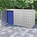 Hommdiy Mülltonnenbox für 4/3/2/1Tonnen 240L, Edelstahl,Mülltonnenverkleidung Gartenbox Müllcontainer,Silber (3 Bins)