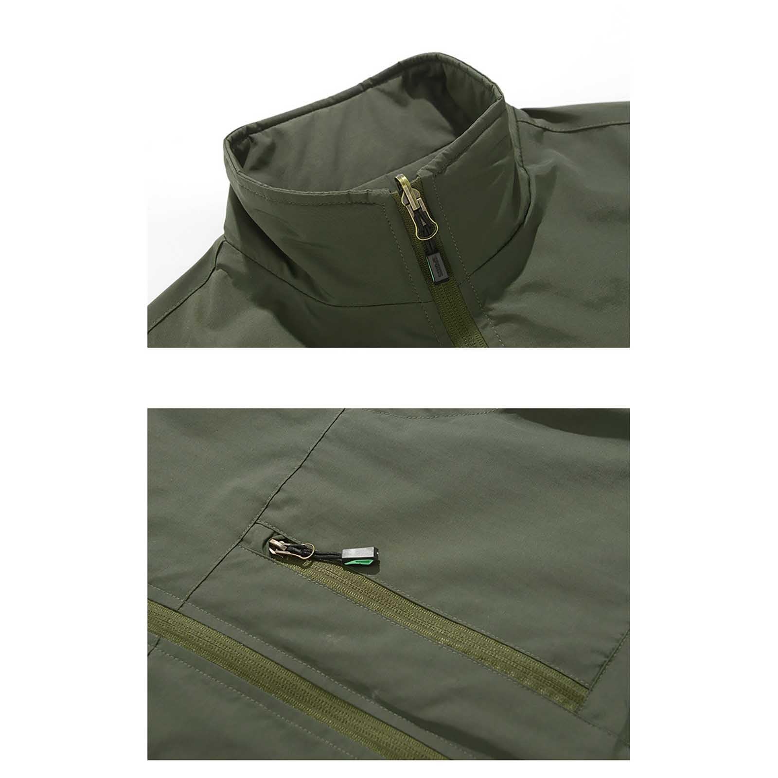 Generisch Chaleco de primavera y verano para hombre, cuello informal, bolsillo cargo chaleco abrigo