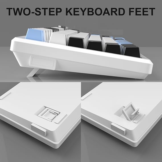 MageGee 75% Mechanical Gaming Keyboard, Compact Blue Backlit Wired Gaming Keyboard with Brown Switches, EVA Foam, Knob Control, STAR75 Portable NKRO PC Gaming Keyboard - White & Blue