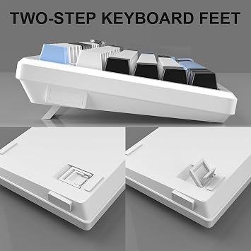 MageGee 75% Mechanical Gaming Keyboard, Compact Blue Backlit Wired Gaming Keyboard with Brown Switches, EVA Foam, Knob Control, STAR75 Portable NKRO PC Gaming Keyboard - White & Blue