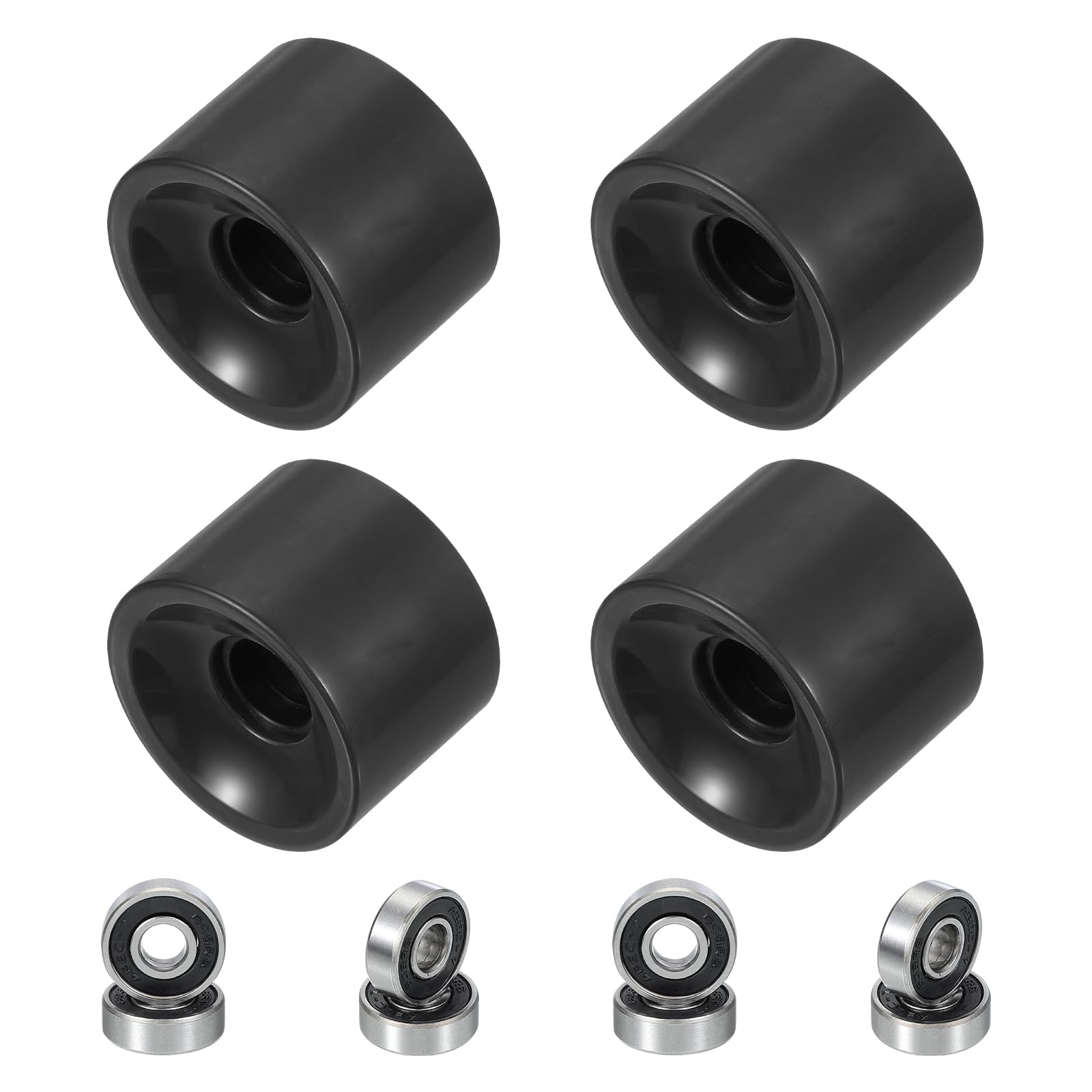PATIKIL 70mm Skateboard Wheels 1 Set 78A Hardness Street Wheels PU Cruiser Wheels with 608RS Bearings for Skateboards Replacement, Black