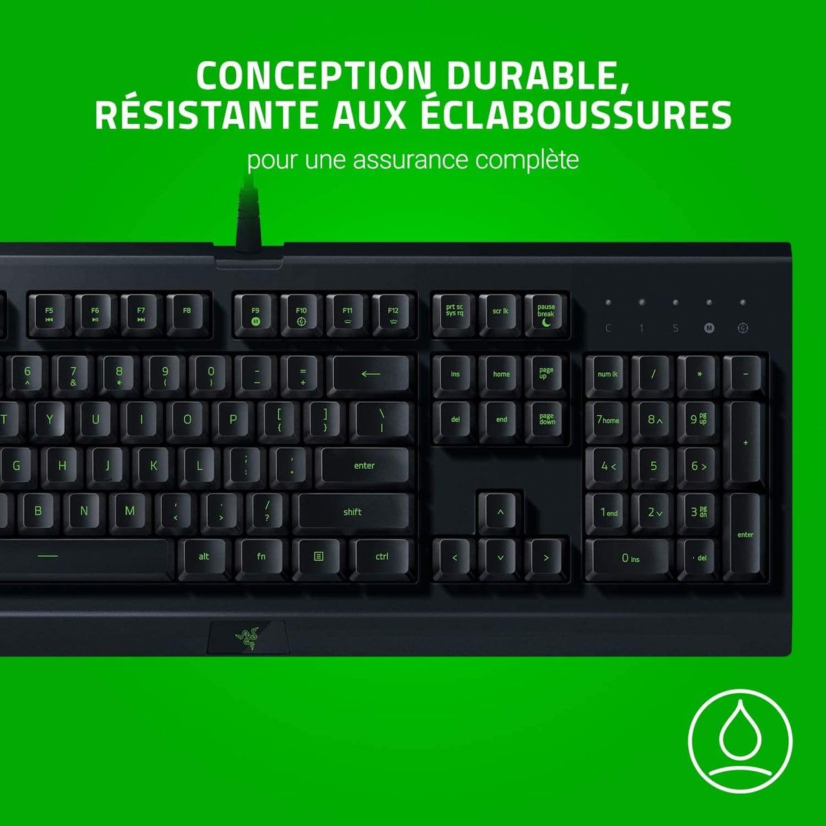 Razer Cynosa Lite - Clavier Gamer (Entièrement Programmable, Eclairage Chroma RGB, Résistant aux Eclaboussures) Clavier AZERTY | Noir
