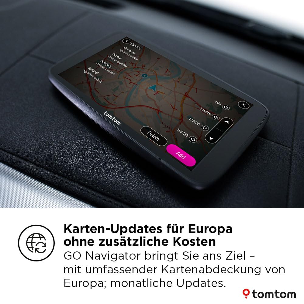 TomTom Pkw-Navi GO Navigator (extra großes 7-Zoll-Display, Stauvermeidung Dank TomTom Traffic, Karten von Europa, Wi-Fi-Updates, Premium Services, einzigartige Magnethalterung)