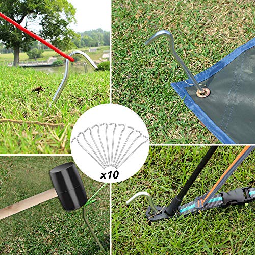 Heavy Duty Tent Garden Ground Pegs Stakes, Zinc Plated Steel 20cm (8 Inch) for Outdoor Camping, Hiking, Gardening, Plant Support, Gazebo, Tarpaulin, Netting Hooks - Image 5