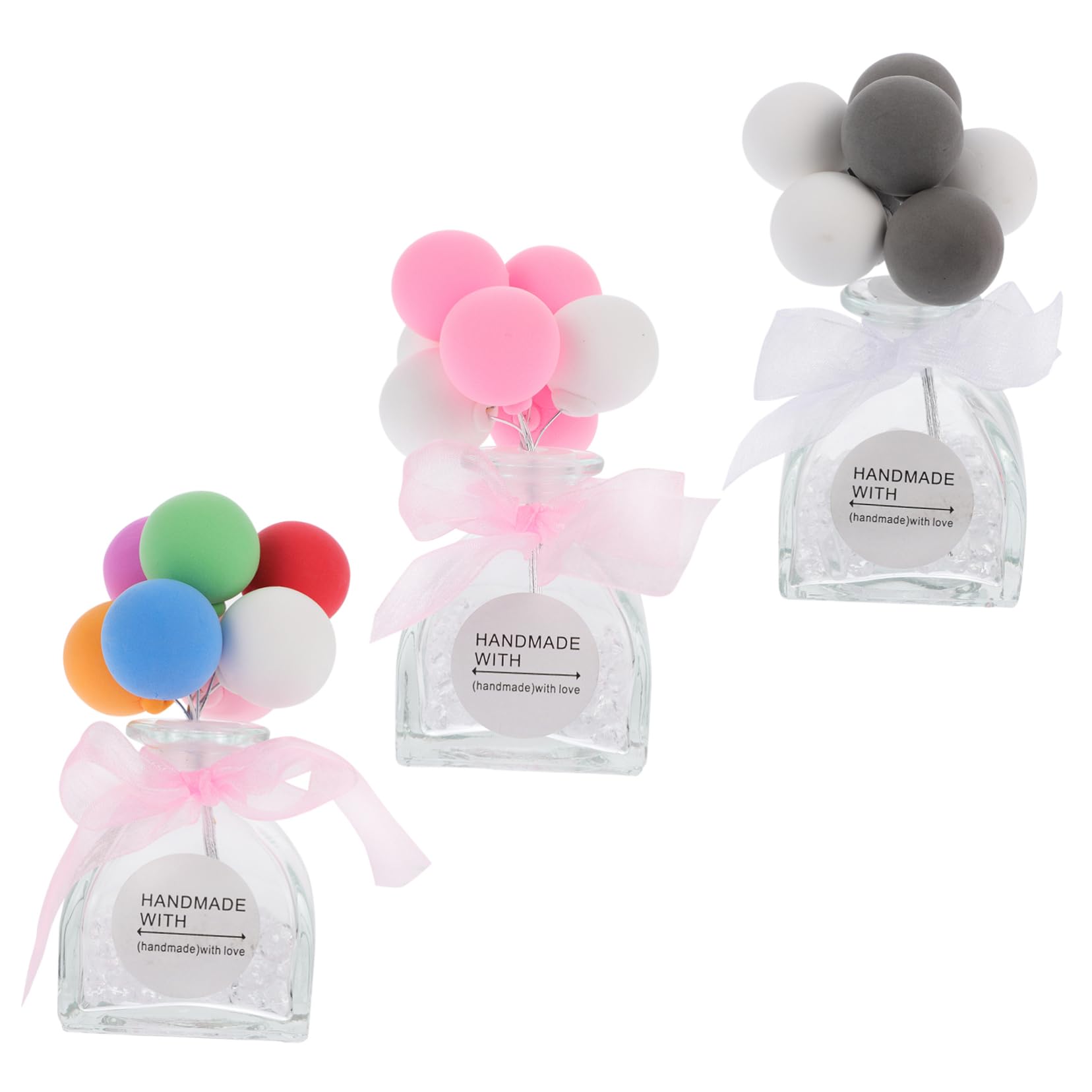 3 Botellas de Perfume y Ambientador para Coche Diseño de Globo de Vidrio, Frascos Vacíos para Aromaterapia Ideales para Rellenar y Decorar el Interior del Automóvil