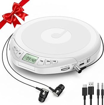 Portable CD Player for Car Kegaudio with Earphones Anti-Skip LCD Display Personal Disman Disc Player for Car & Sports Supports MP3 WMA PROG & Memory Function
