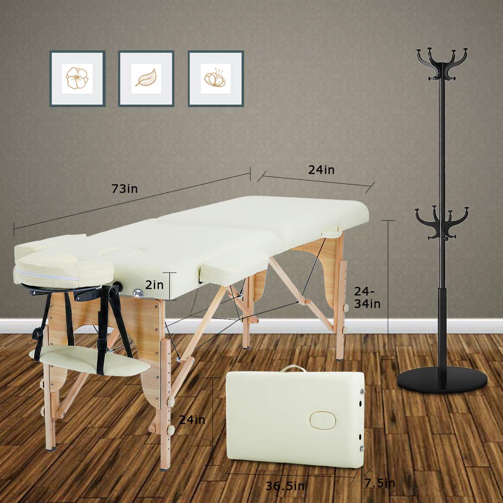 BestMassage Portable Folding Massage Table with Adjustable Height