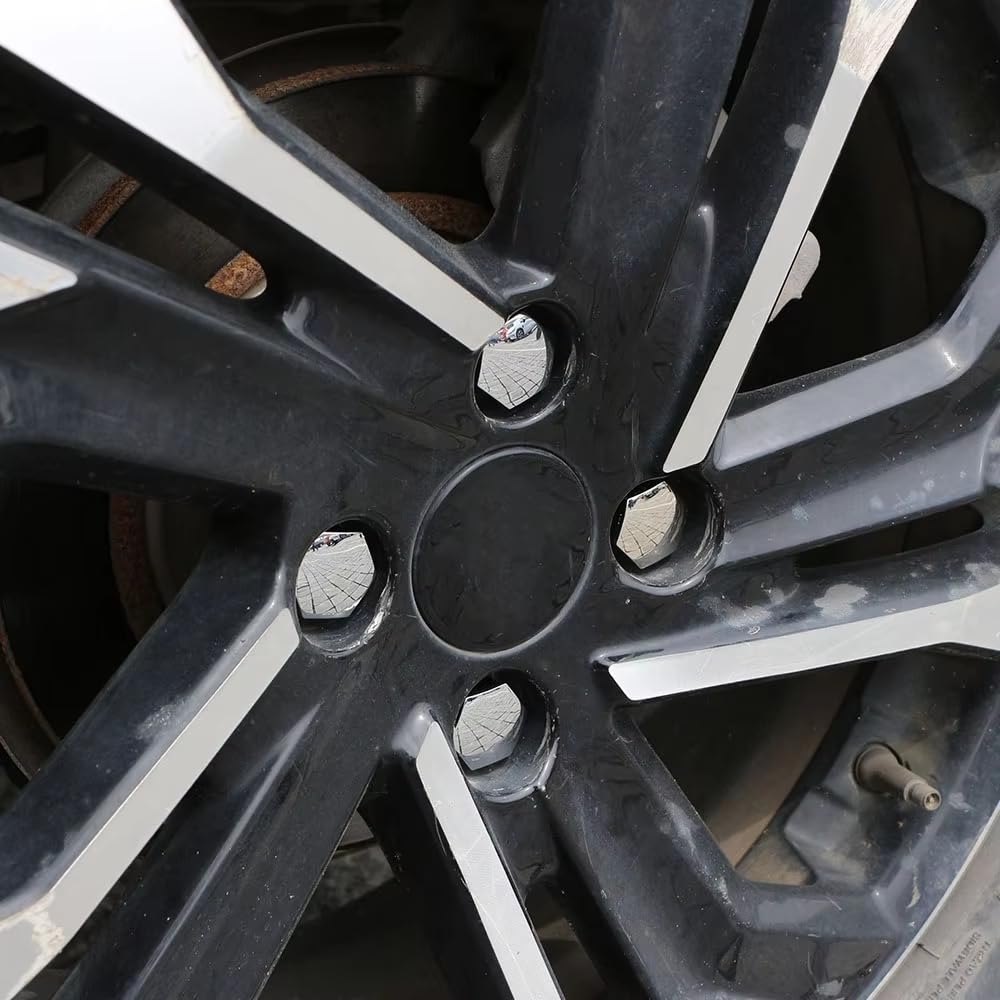 20 Piezas Cubre Tornillos Llantas para Tesla Model S, Tapa de Tuerca de Rueda Tapones Protección de Pernos con Herramienta,Silver-21mm