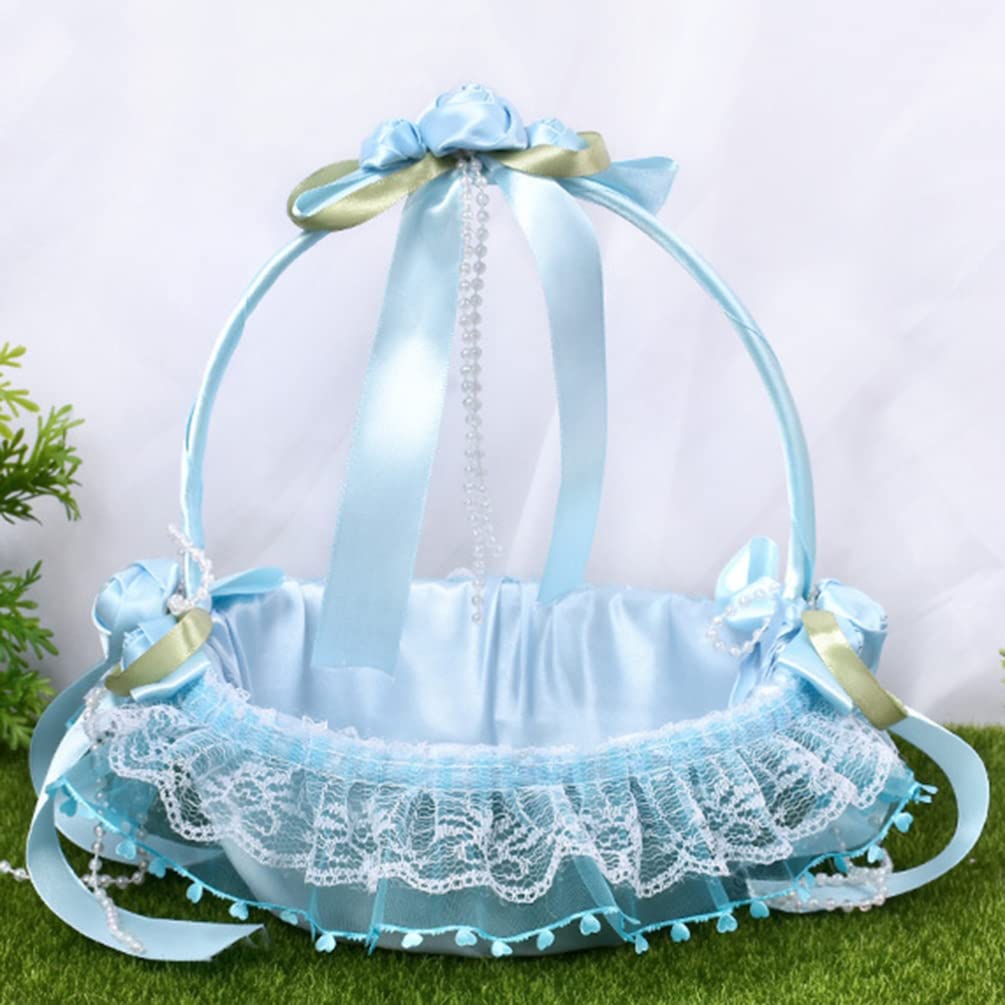 Blumenkorb für Hochzeit, Blau, aus Stoff, für Kinder