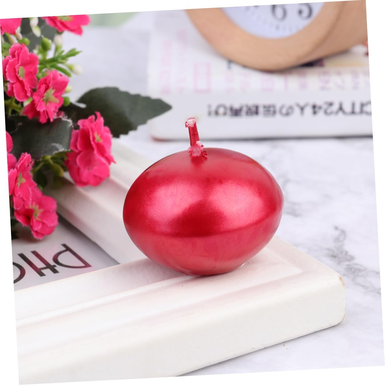 6pcs Smokeless Floating Candles Plating Color Romantic Red Wedding Decor for Valentine's Day Proposals and Celebrations Dripless Candles for Festive Atmosphere