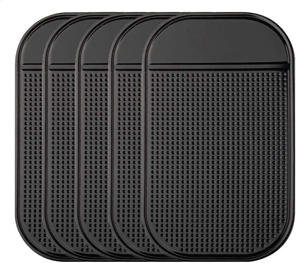 Bysameyee Car Dashboard Non Slip Mat, 5-Pack Anti-slide Sticky Extra-thick Dash Pad for Radar Detector, Cell Phone, Keys, Glass, Mirrors, Metal, GPS, Coins