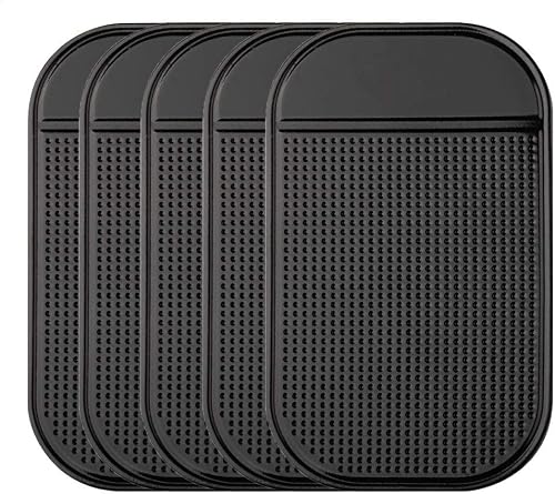 Car Dashboard Non Slip Mat, Bysameyee 5-Pack Anti-Slide Sticky Extra-Thick Dash Pad for Radar Detector, Cell Phone, Keys, Glass, Mirrors, Metal, GPS, Coins