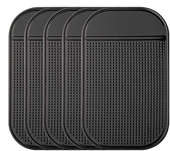Car Dashboard Non Slip Mat, Bysameyee 5-Pack Anti-Slide Sticky Extra-Thick Dash Pad for Radar Detector, Cell Phone, Keys, Glass, Mirrors, Metal, GPS, Coins