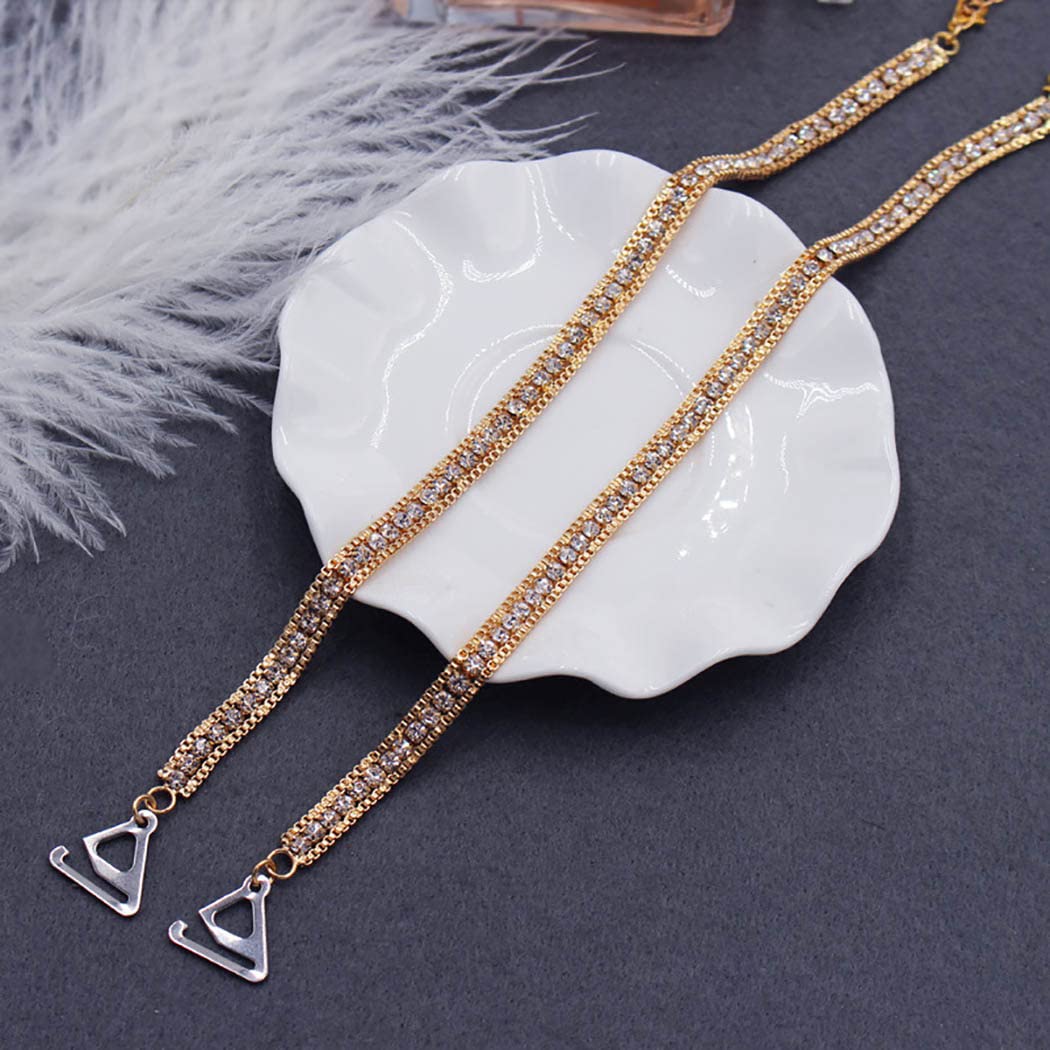 IYOU Sparkly strass beha bandjes zilver kristal beha schouderriem anti-slip nachtclub body accessoires voor vrouwen en meisjes