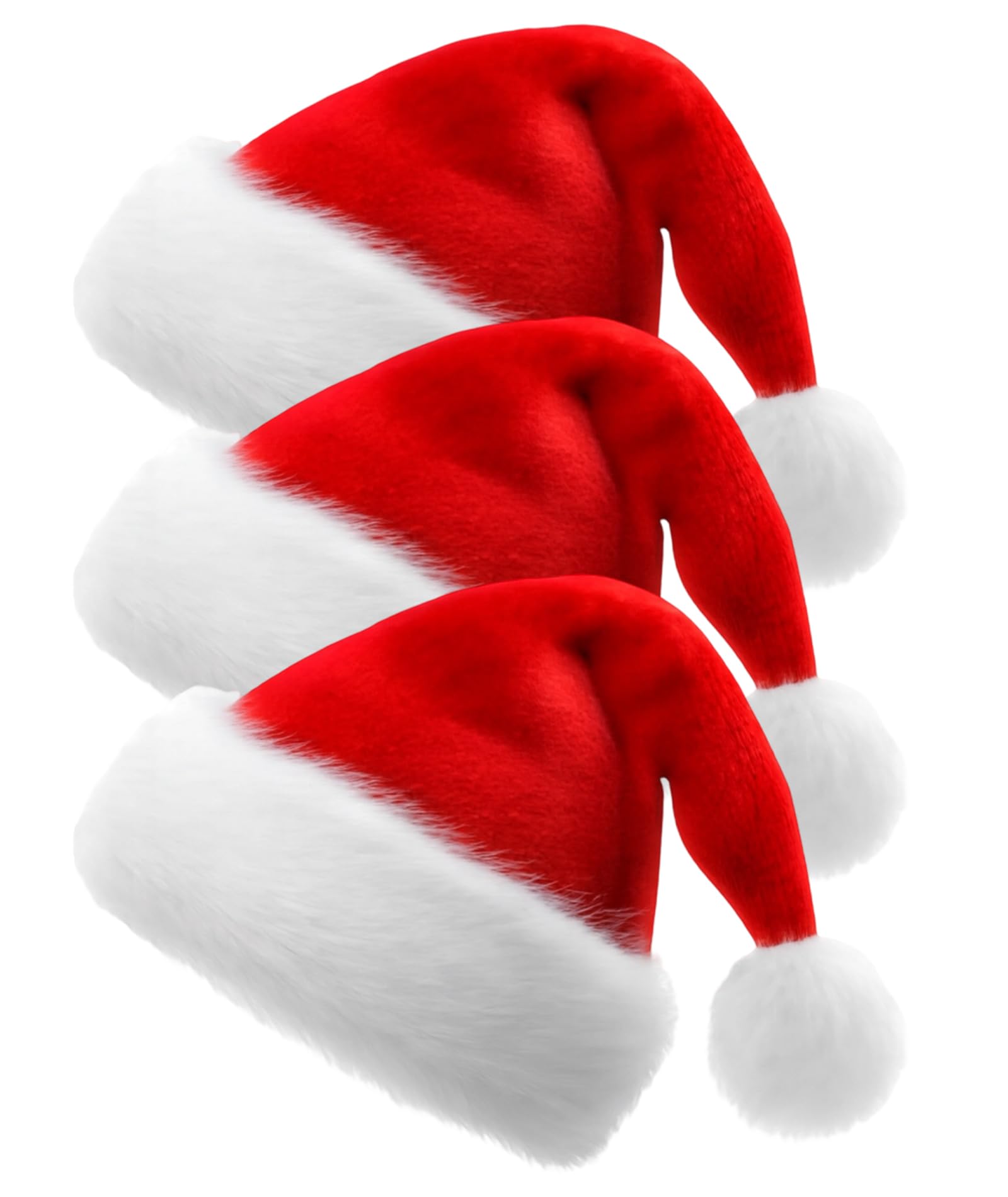 Buildcon 3 PCS Santa Hat, Christmas Decorations,Red Fur Cloth, for Christmas Parties, New Year Celebrations, Family Gatherings, Festive Cosplay, Gift Giving, Size 40cm x 30cm