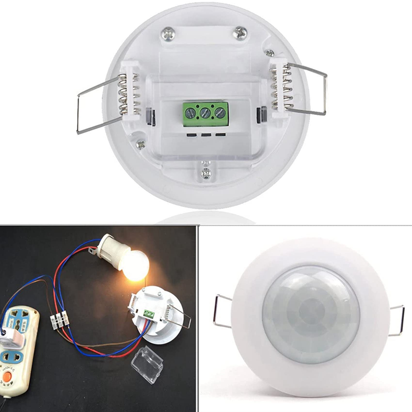 6X Interruptor de Luz del Detector del Sensor de Movimiento del Techo PIR Empotrado Infrarrojo de 110V-220V 360 °, Sensor de Luz de Movimiento