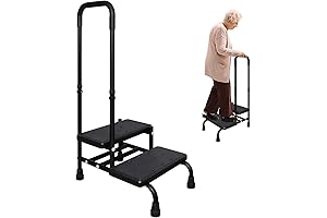 Elderly Bed Step - Extra Stability Stair Stepper with Handle & Anti-Slip Steps