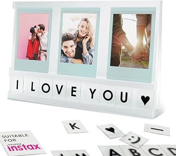 Elil Instax Mini Photo Frame Accessories with Personalized Message Acrylic Desktop Picture Frame & Photo Display, Fits Fujifilm Instax Mini Film, Square, Wide Film for Home Office Decor and Gifts