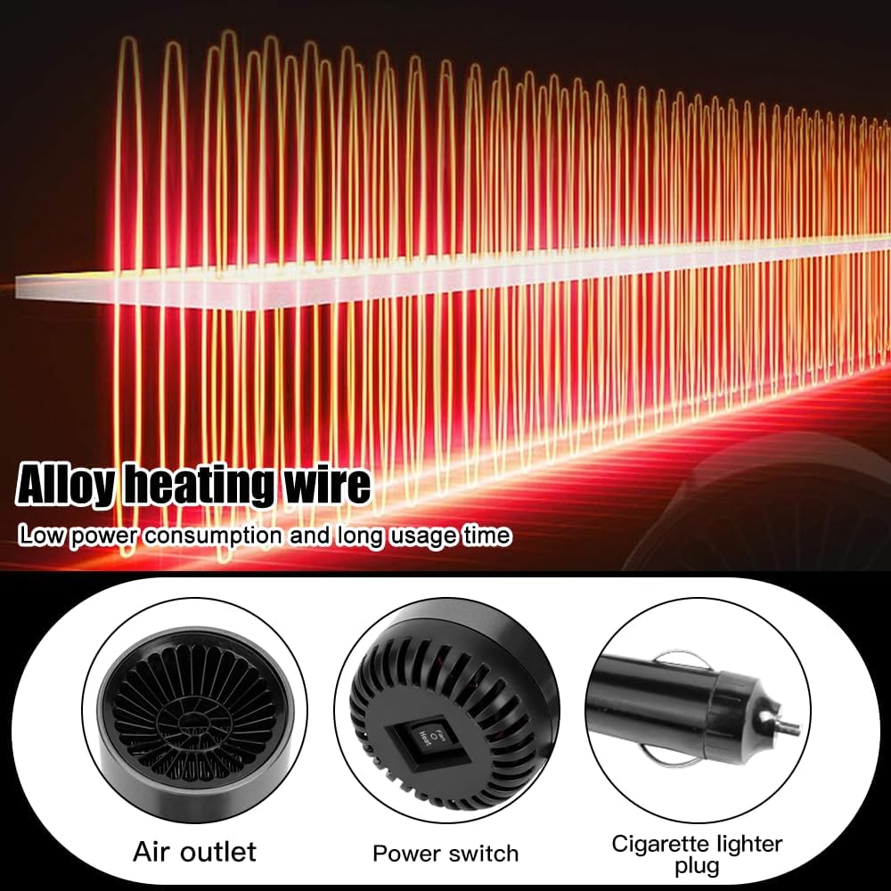 Calefactor para Coche Portátil, 12V 150W Calentador de Coche Ventilador de Calefacción y Refrigeración 2 en 1 Descongelador de Niebla de Parabrisas Enchufe de Mechero