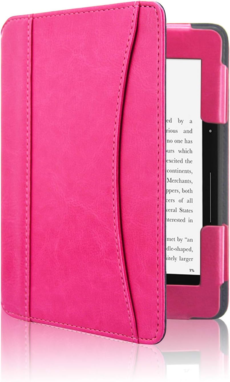 ACdream Case Fits Kindle Voyage 2014 Release, Folio Smart Cover Leather Case with Auto Wake Sleep Feature for Amazon Kindle Voyage, Hot Pink