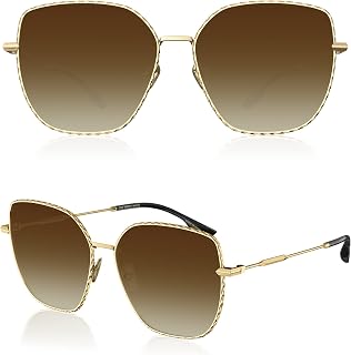 Oversized Sunglasses for Women Trendy Square Polygon Flat Lens Metal Frame