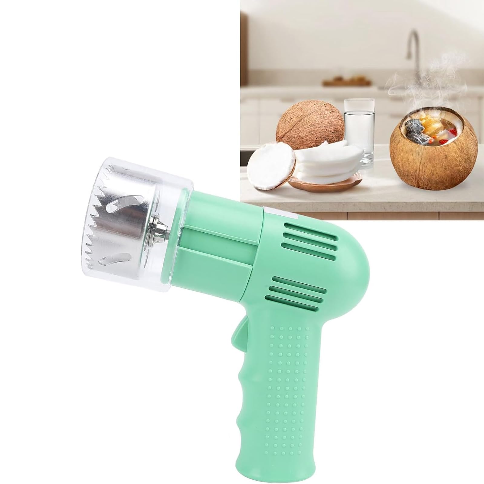 Abridor automático de coco, herramienta eléctrica recargable para agujeros de coco maduro, abridor fácil de acero inoxidable para puestos, tiendas de frutas, supermercados