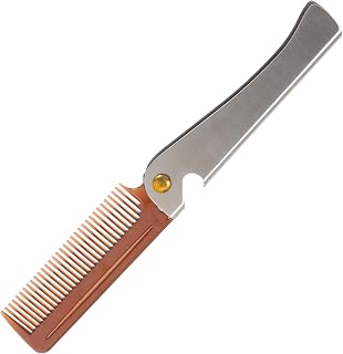 Portable Stainless Steel Beard Grooming Brush, Foldable Men Styling Comb | Easy to Clean, Sleek Compact Design, Multifunctional Barber Accessory for Beard Shaping and Daily Carry