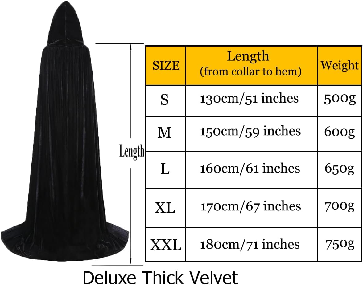 ALIZIWAY Deluxe Hooded Cape Cloak Thick Velvet with Hood for Adults Men Women Cosplay Halloween Christmas - Image 2