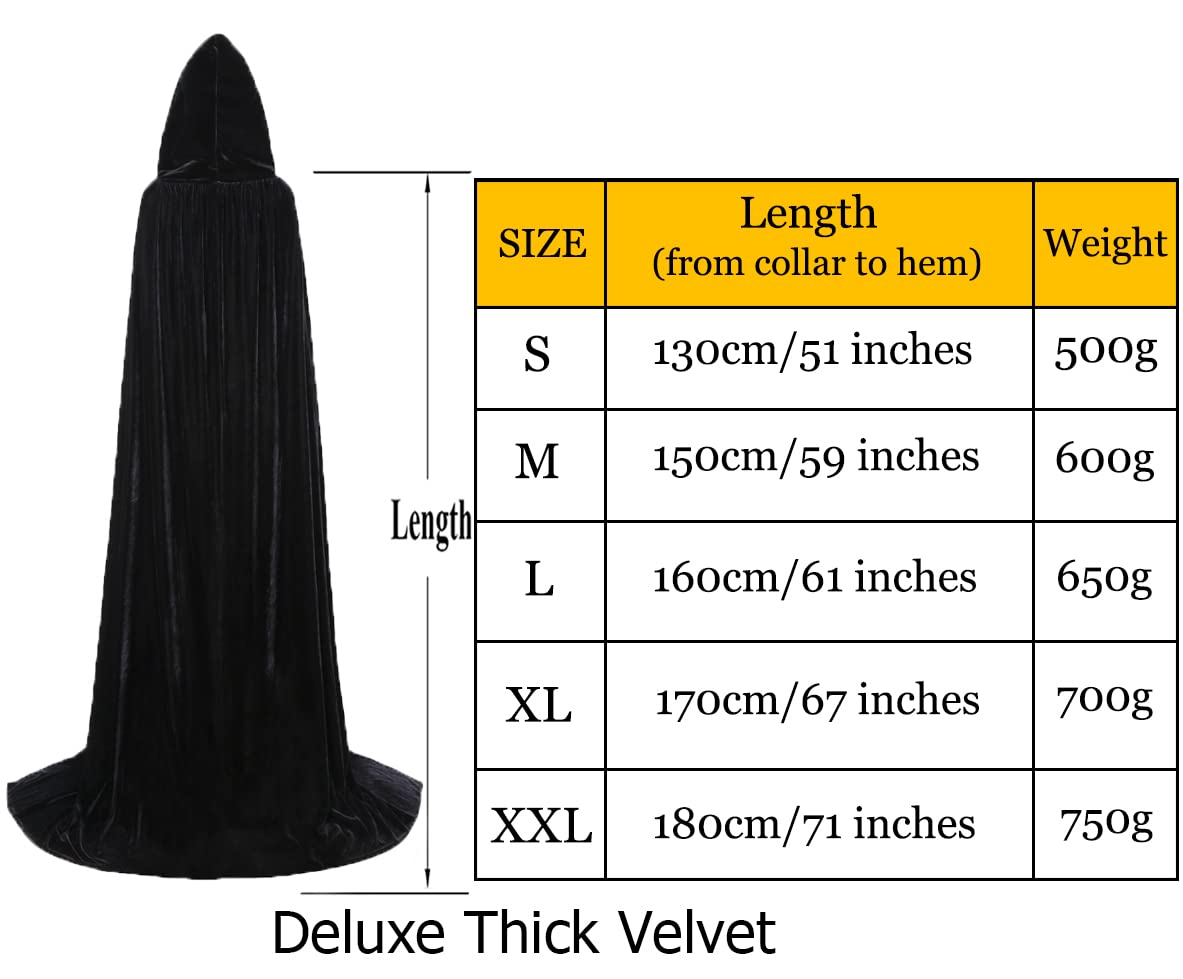 ALIZIWAY Deluxe Hooded Cape Cloak Thick Velvet with Hood for Adults Men Women Cosplay Halloween Christmas