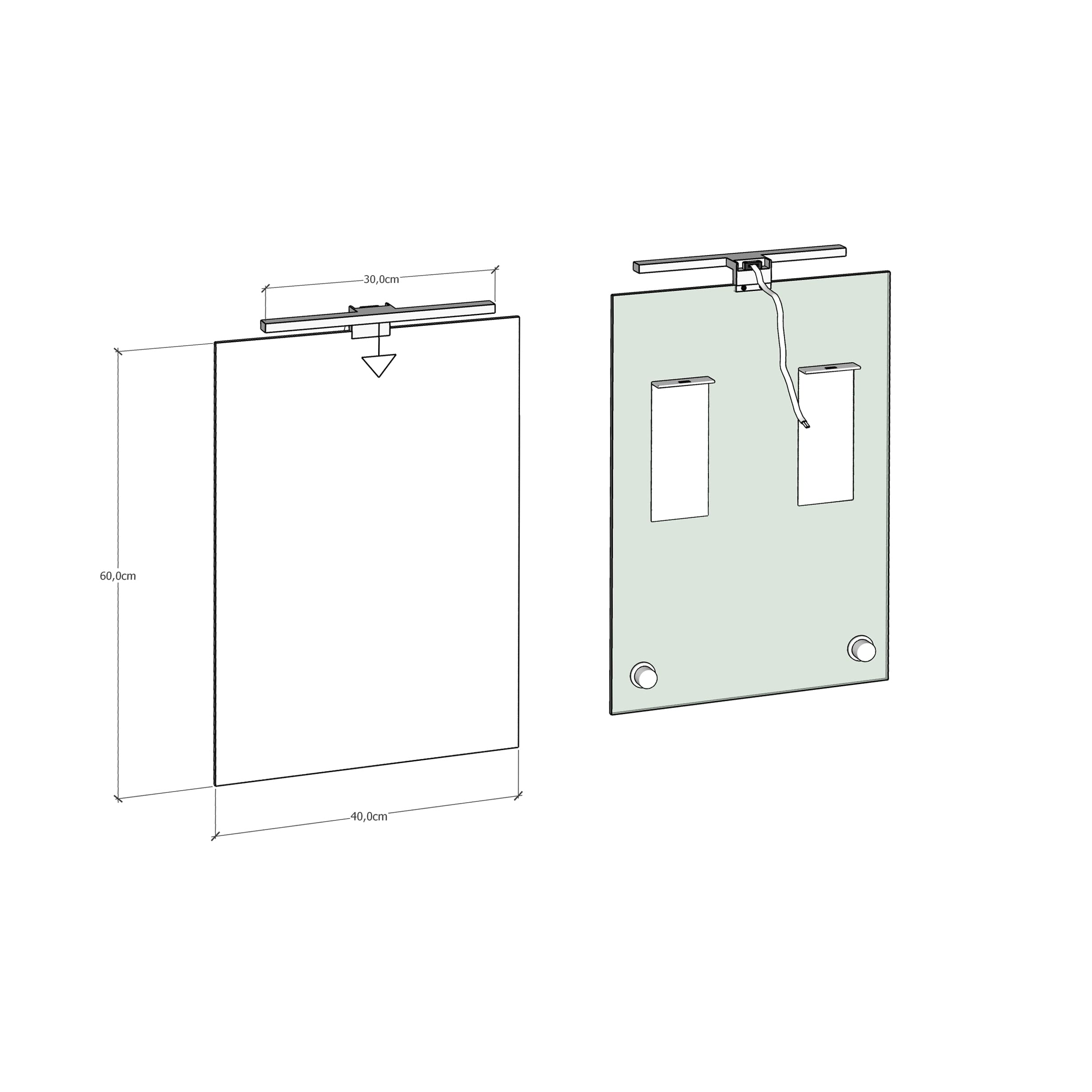 Baikal Specchio da bagno, varie forme e misure disponibili. Opzione con e senza LED. Stili che si adattano al bagno o a qualsiasi stanza della casa. 40 x 60 cm Specchio con Applique LED, 280034989