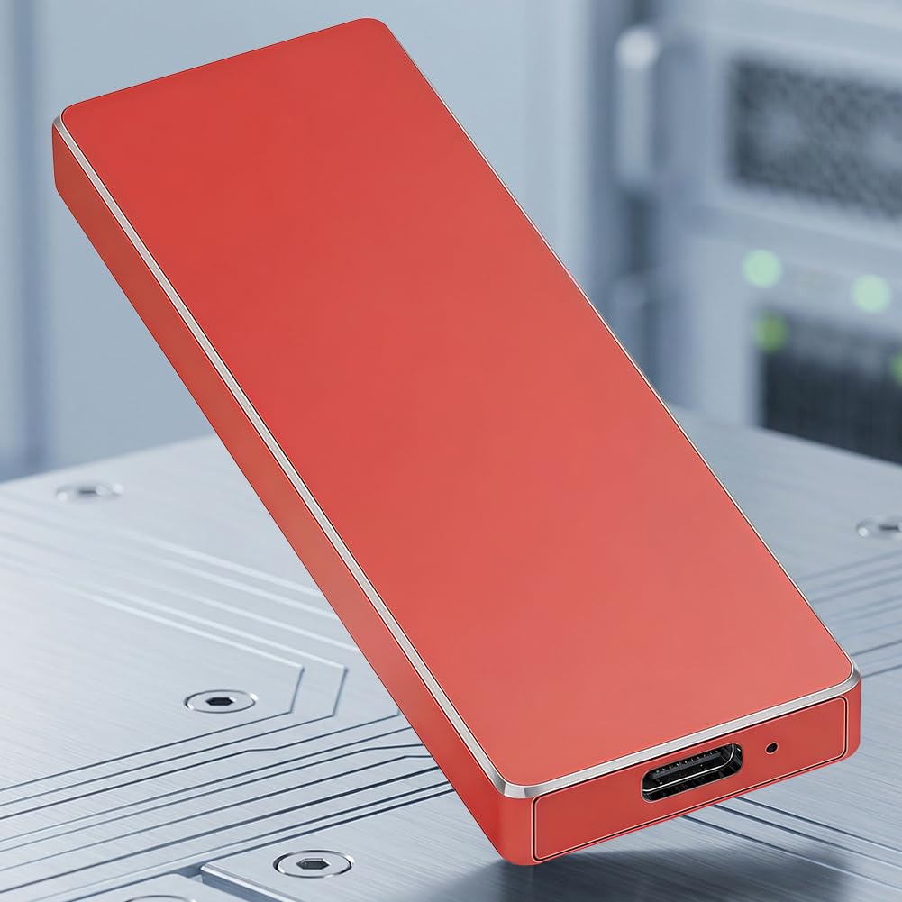 64GB Portable SSD External Hard Drive,High Capacity External Storage for Photos Videos, USB 3.1 Type-C Interface, Red