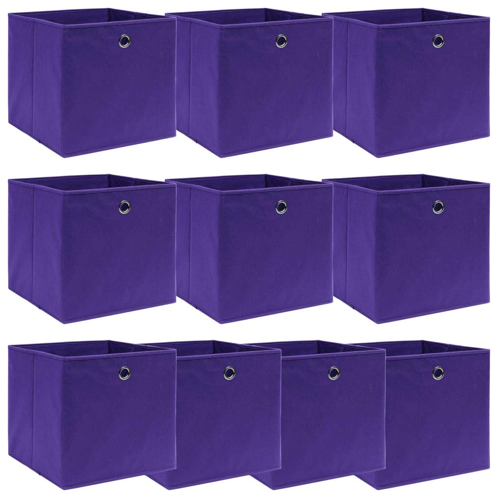 Chusui Aufbewahrungsboxen, 10 Stück, Organizer für Schubladen, Organizer, Spielzeugbox, Aufbewahrungsbehälter, Aufbewahrungsbehälter, violetter Stoff, 32 x 32 x 32 cm