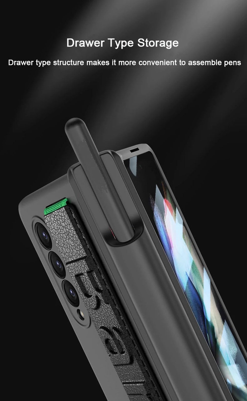 Custodia con cerniera magnetica per cinturino da polso per Samsung Galaxy Z Fold 3 Cover con schermo in vetro Slot per penna rigida per Galaxy Z Fold5 4 3 5G Custodia, colore 7, per SM Z Fold 5 5G