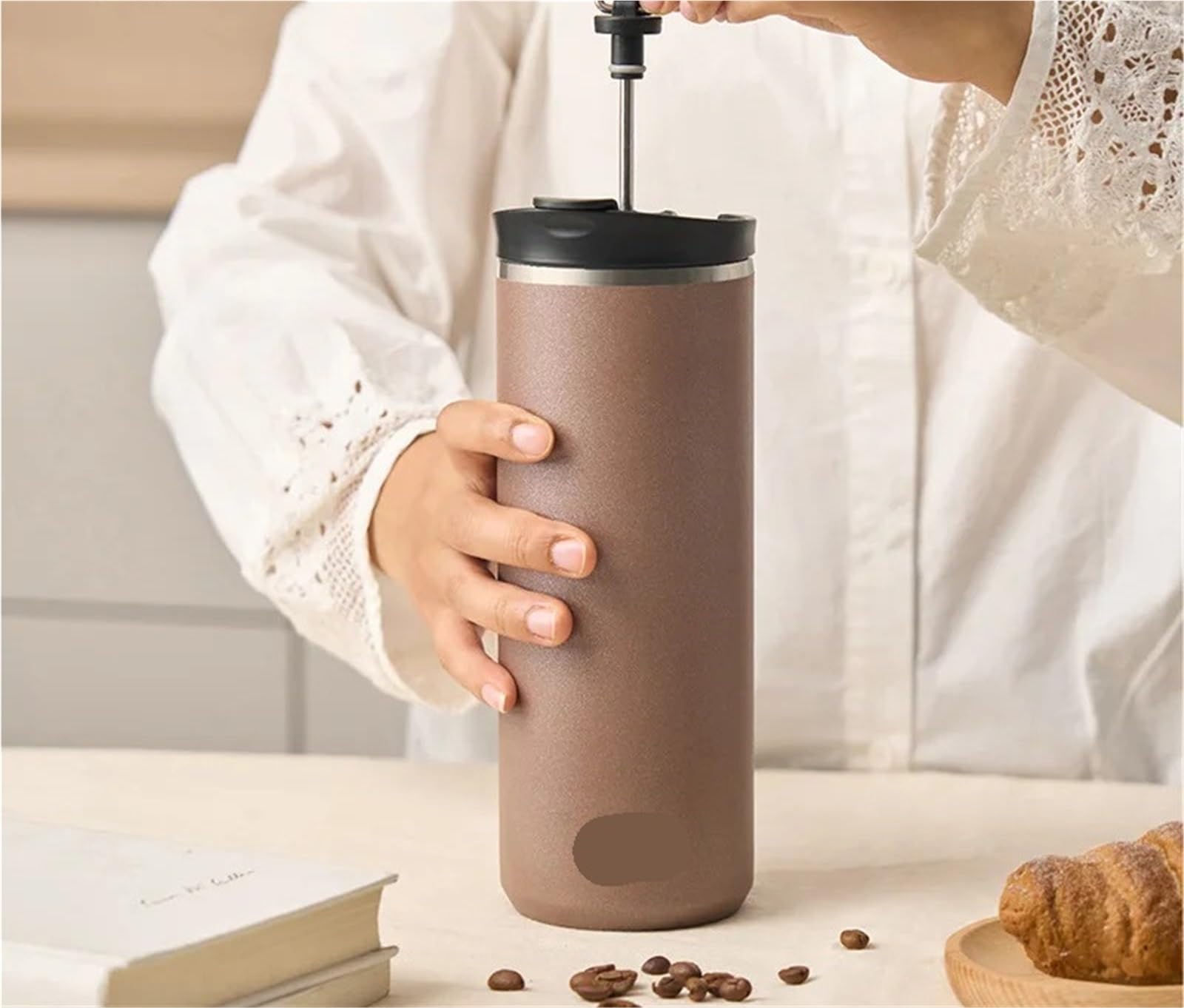 Taza De Viaje Acero Inoxidable, Cafetera Portátil Café Frío, Infusor Té, Termo Con Aislamiento Doble Pared Para Viajar Y Trabajar(750ML,Color5)