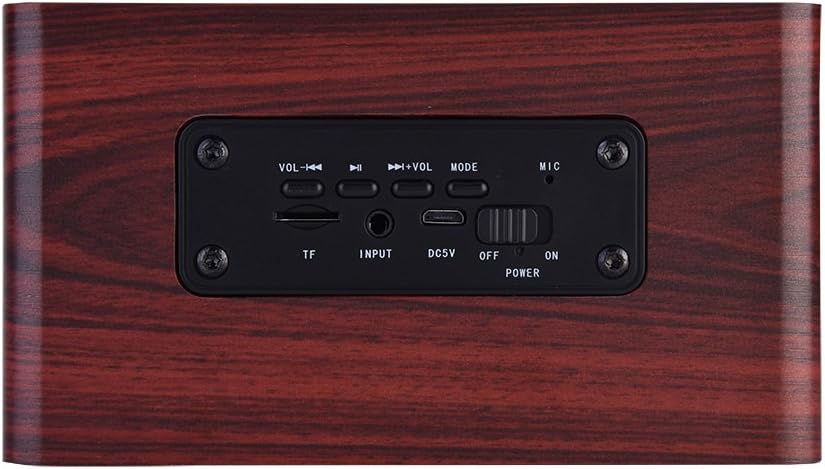 PUSOKEI Mini Bluetooth 4.2 Speaker, Wooden Combination Speaker Stereo Loudspeakers with 2 Horn,Portable Rechargeable Multimedia Music Speakers Support 3.5mm Input,TF - Image 6