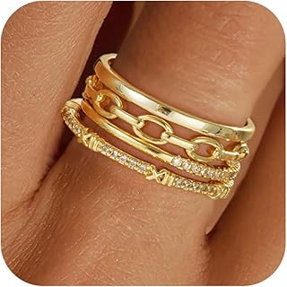 Gold Stackable Rings for Women - Dainty 14K Really Gold Plated Cross Stackable Rings Thumb Ring Set Trendy Statement Promise Wedding Bands Engagement Ring for Women