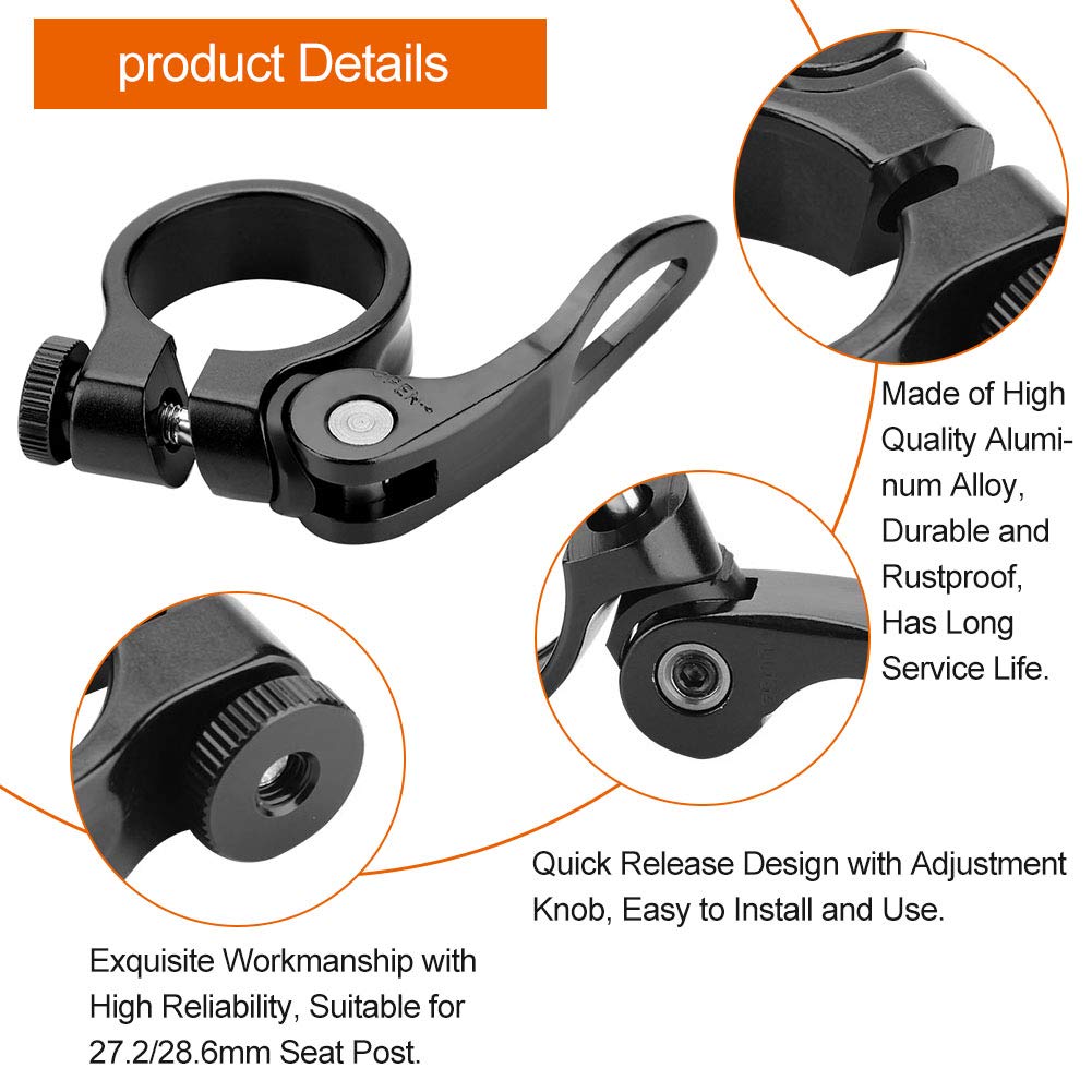 Collier De Selle Vélo 34.9mm Antivol - Alliage Aluminium Léger | Pour VTT Et Vélo Route