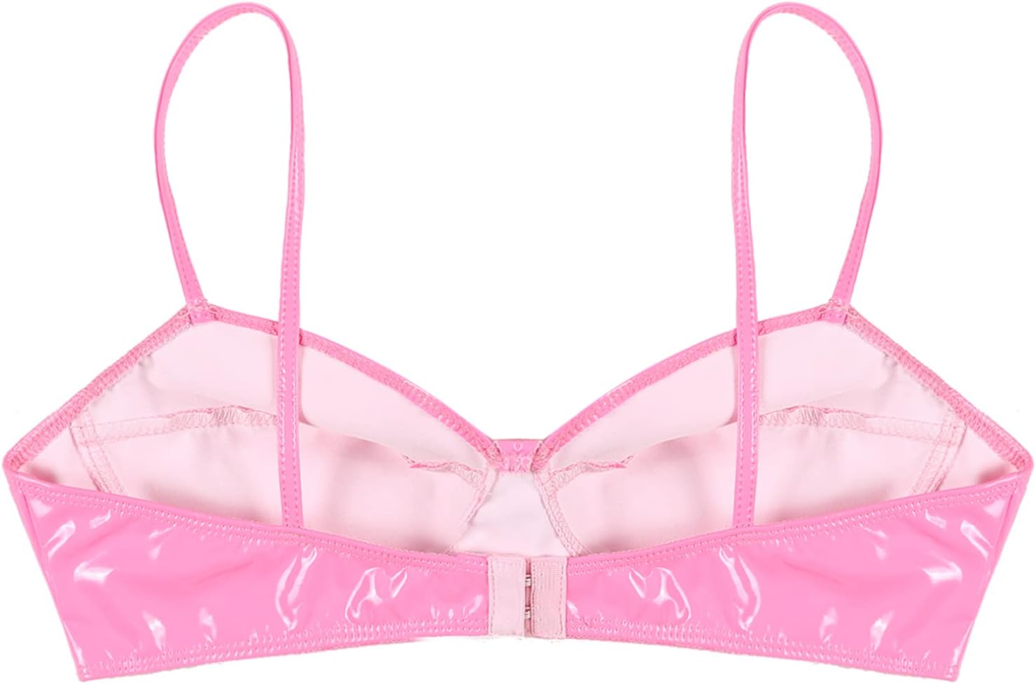 easyforever Women's Fashion Wet Look Bra Bikini Top Wire-Free Corset Bralette Crop Tops