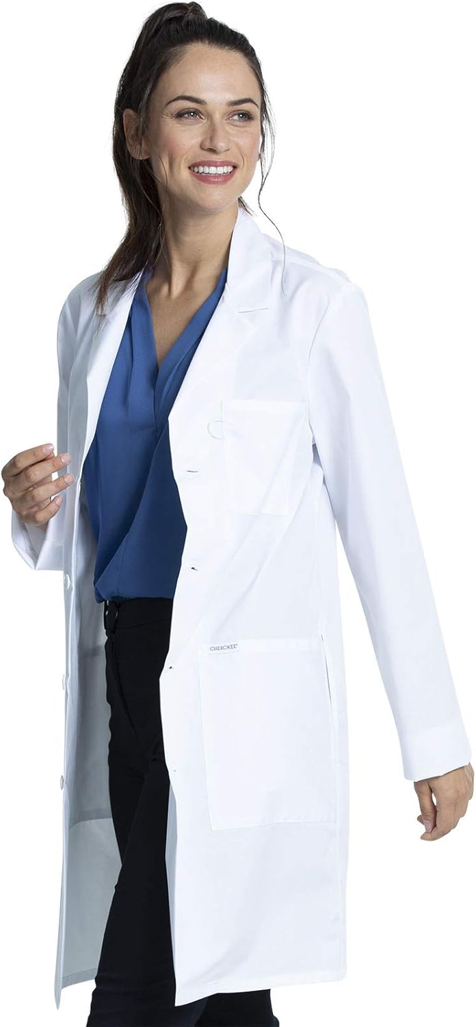 Cherokee White Lab Coat for Men or Women with 3 Pockets and Center back length 38" CK460 - Image 5